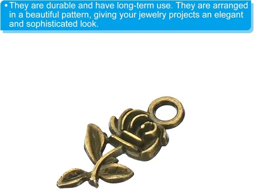 Vista 5 de PATIKIL 50 piezas de dijes de rosas Mini Rose Flower Pendant Charm Bulk Vintage Metal DIY para hacer joyas, pulseras, aretes, collares