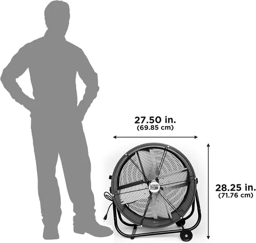 Vista 4 de Maxx Air Ventilador industrial de 24 pulgadas, resistente, ventilador de tambor resistente para taller, potentes ventiladores de tienda resistentes