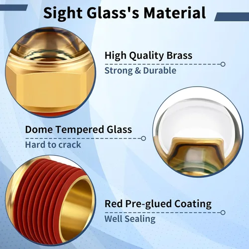 Vista 5 de Boltigen Cristal de visión de repuesto para compresor de aire, visor de aceite de 1 pulgada con cúpula transparente, enchufe de visión de nivel
