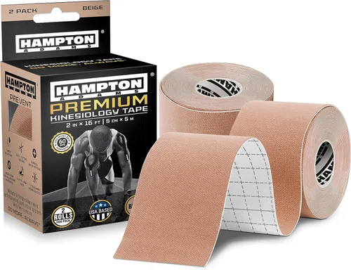 Vista 15 de Hampton Adams Como se ve en Shark Tank Cinta de kinesiología elástica (paquete de 2) Cinta atlética sin cortar para soporte y protección