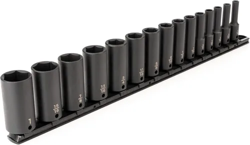 Vista 7 de TEKTON Juego de llaves de impacto de 6 puntos con riel, 9 piezas (5/16-3/4 pulgadas) SID91100