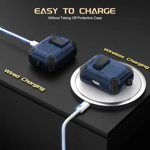 Vista 6 de Maxjoy Funda para AirPods Pro 2 Case 2022, Funda Protectora para AirPods Pro de 2ª Generación con Bloqueo Automático, Compatible con Apple AirPod