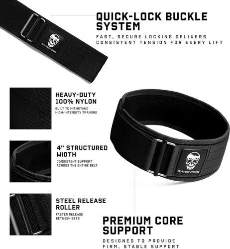 Vista 7 de Gymreapers Cinturón de Levantamiento de Pesas con Bloqueo Rápido para Hombres Cinturón de Gimnasio para Powerlifting Cinturón de Peso Muerto