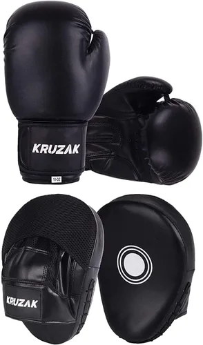 Kruzak - Juego de guantes de boxeo y guantes de boxeo para kickboxing y Muay Thai MMA, kit unisex con almohadillas de boxeo para artes marciales y