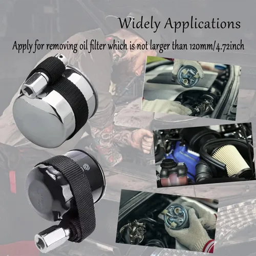 Vista 5 de Llave de filtro de aceite de correa de nailon serie 1/2, acero al carbono, 40CR, 4.72 pulgadas