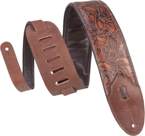 Vista 13 de Levy's Leathers Serie Sundance - Correa de guitarra de cuero repujado de 3 pulgadas de ancho, diseño premium de punta de flecha marrón, soporte