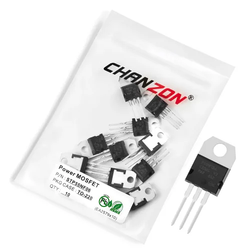 Vista 80 de Chanzon 2N60 TO-220AB NMOS MOS N-Channel Power MOSFET Transistor, alto voltaje y corriente nominal, (paquete de 10 unidades)