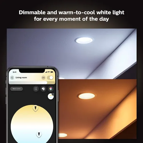 Vista 5 de Philips Hue lámpara empotrable inteligente LED de 4 pulgadas - Luz cálida a blanca fría Ambiance - 1 paquete - 850LM - Interior - Control