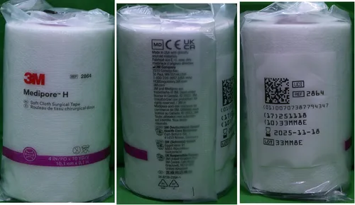 Vista 2 de 3M Medipore H - Cinta quirúrgica de tela suave, 4 pulgadas de ancho por 10 yardas (3 rollos)