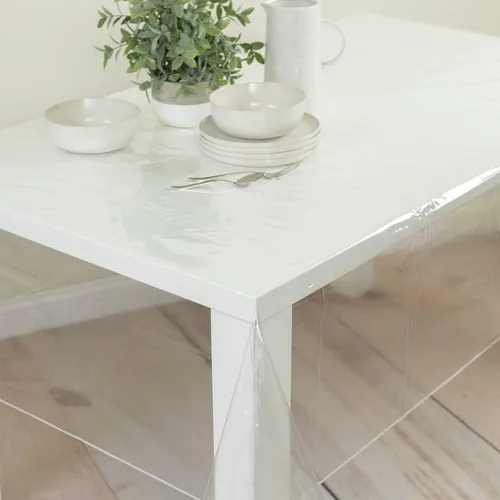 Vista 7 de Benson Mills - Mantel de plástico transparente resistente, 100% impermeable y a prueba de derrames de aceite, para mesas de comedor, fiestas