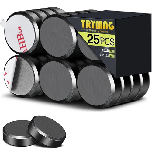 Vista 14 de TRYMAG Pequeños imanes de cerámica de 0.709 x 0.197 in para manualidades con respaldo adhesivo, 150 unidades de círculo plano de disco redondo