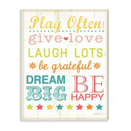 Vista 4 de The Kids Room by Stupell Playroom Rules Use Kind Words Placa de pared rectangular