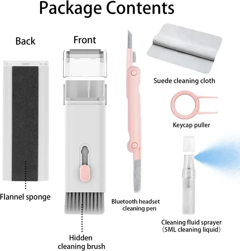 Vista 8 de Kit de limpieza electrónica 7 en 1, limpiador de teclado, kit de limpieza de teclado, limpiador de laptop con cepillo, limpiador electrónico