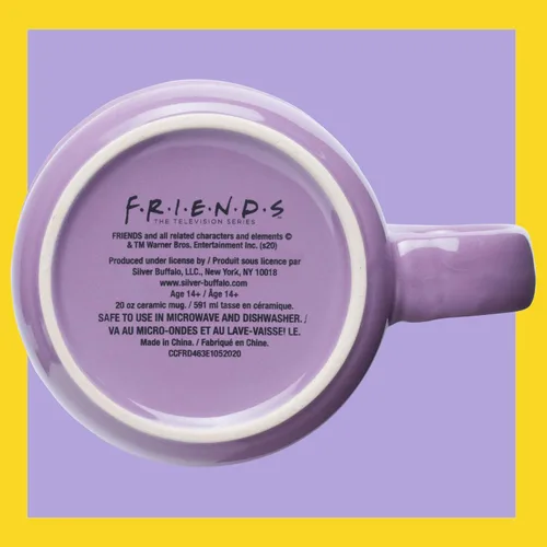 Vista 7 de Silver Buffalo - Taza de cerámica de Friends, de Central Perk, con el gato apestoso, el icónico sofá naranja y la guitarra de Phoebe, estilo cámper