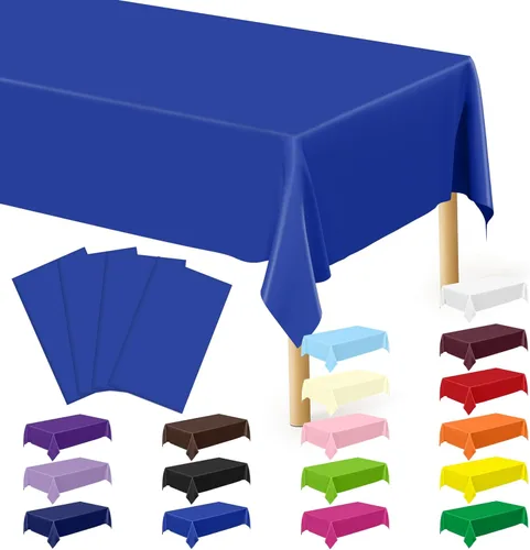 Vista 90 de QZYL 4 manteles de picnic con fundas de banco, manteles de plástico negro, 54 x 108 pulgadas, fundas rectangulares desechables impermeables