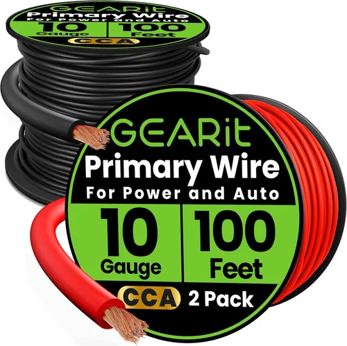 Vista 10 de GEARit Cable de calibre 10 CCA de 50 pies cada uno, negro/rojo (100 pies en total), cable de alimentación de tierra de 10 AWG para automóviles