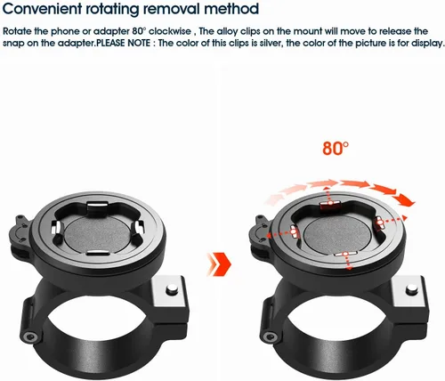 Vista 5 de Soporte de teléfono para manillar de bicicleta con hebilla de 4 puntos, abrazadera universal para scooter, bicicleta eléctrica, MTB Adaptador