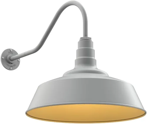 Vista 31 de Steel Lighting Co. Redondo - Luz de granero Montaje en pared al aire libre Cúpula de 20 pulgadas Cuello de cisne de 16 pulgadas Luz grande