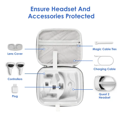 Vista 2 de ZyberGears VR Carrying Case Compatible with Quest 2, VR Headset Lightweight Travel Case for Meta Quest 2 Accessories - Gray