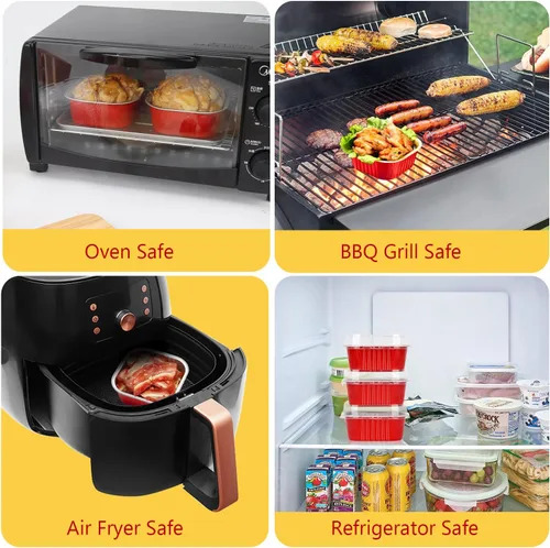 Vista 5 de LNYZQUS - Moldes desechables para cupcakes de 5 onzas, paquete de 40 unidades, forros de aluminio para cupcakes con tapas, mini moldes cuadrados