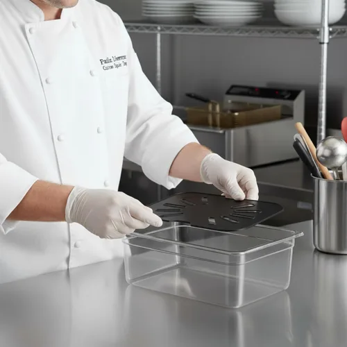 Vista 2 de TrueCraftware - Estante de drenaje de bandeja de alimentos de policarbonato de tamaño 1/6, color negro, caja de almacenamiento de alimentos, estante