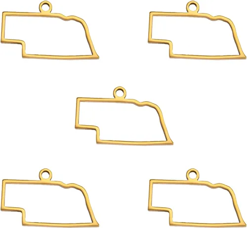 Vista 27 de kkjoy 5 piezas de dijes de mapas de continentes huecos de EE. UU. con colgante para hacer joyas y manualidades, accesorios de mini dijes de acero