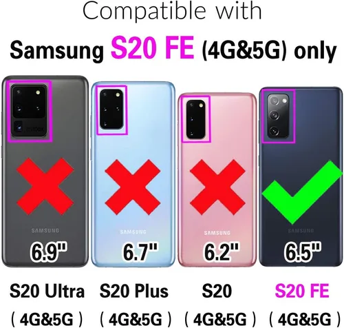 Vista 2 de Asuwish Funda de teléfono para Samsung Galaxy S20 FE 5G de 6.5 pulgadas con protector de pantalla y anillo RFID bloqueo tarjetero celular S 20 EF UW
