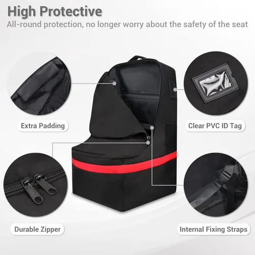 Vista 3 de Bolsa de viaje para asiento de automóvil, acolchada, cómoda, duradera, espaciosa, a cuadros, para asiento de automóvil, mochila 3 en 1, convertible
