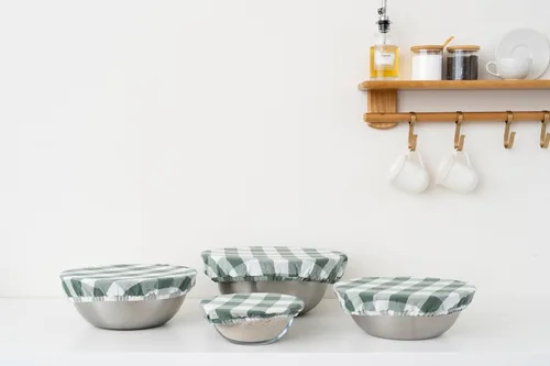 Vista 8 de Fundas elásticas reutilizables para tazones – Juego de fundas para tazones de 100 % tela de algodón para pan de masa madre y tazones para mezclar