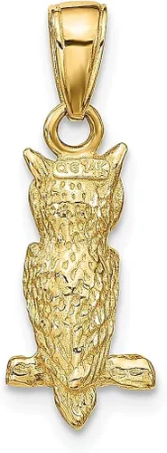 Vista 3 de Collar con colgante de búho 3D de oro amarillo de 14 quilates, joyería fina para mujer, regalos para ella