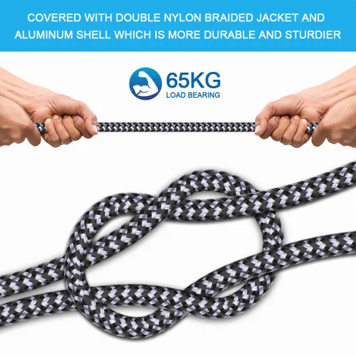 Vista 4 de TAKAGI Paquete de 3 cables Lightning de nailon trenzado USB de 6 pies, cable de transferencia de alta velocidad compatible con iPhone 14/13/12/11