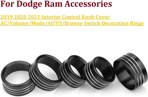 Vista 3 de Bolaxin Accesorios para Dodge Ram 2019 2020 2021 Cubierta de perilla de control interior AC/volumen/modo/AUTO/interruptor de navegación decoración