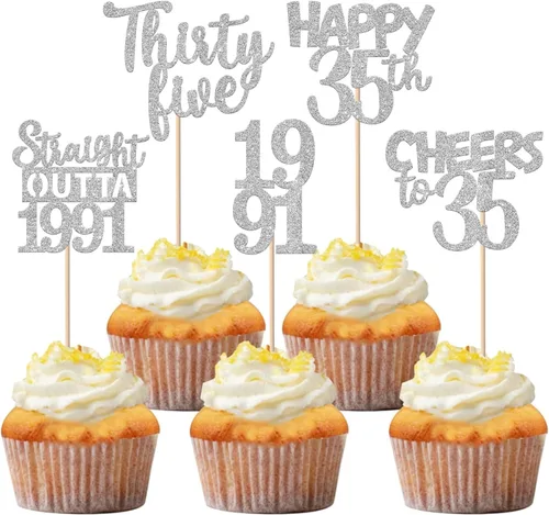 Vista 96 de 30 piezas de decoraciones para pastel de cumpleaños número 10, decoraciones de cupcakes negras con brillo, 10 feliz cumple, directo desde 2016, 10