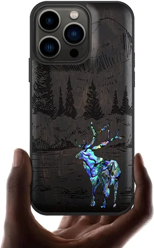 Vista 15 de Carveit Funda protectora de madera de diseñador para iPhone 13 Pro (grabado de madera e incrustaciones de carcasa) compatible con 13 Pro MagSafe