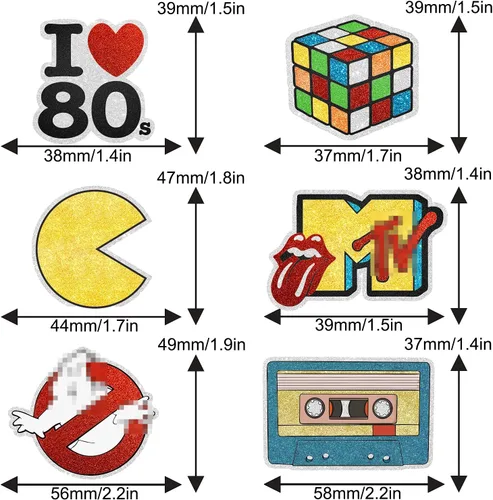 Vista 3 de 18 piezas de decoración de cupcakes de Back To The 80s Picks - Retro Throwback Theme Hombre Mujer Feliz Cumpleaños Fiesta Evento Glitter Decoración