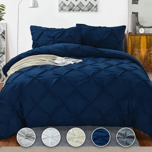 Vista 9 de Tyfitb Juego de funda de edredón plisada, tamaño individual, color beige, de gran tamaño, juego de ropa de cama de 2 piezas con cierre de cremallera