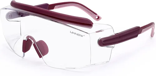 Vista 9 de UKNOW Gafas de Seguridad Sobre Lentes, Gafas de Seguridad Antiempañamiento con Lente Envolvente Transparente, Gafas Protectoras ANSI Z87.1