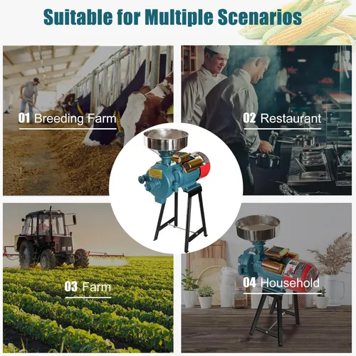 Vista 5 de Slsy Molinillo eléctrico de grano seco resistente, fresadora de alta potencia de 3000 W, molinillo comercial de harina y alimentación de 110 V