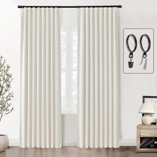 Vista 7 de SHINELAND Cortinas opacas de 102 pulgadas para sala de estar, cortinas opacas con pestaña trasera de 102 pulgadas de largo para dormitorio