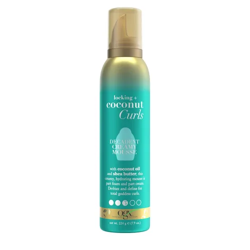 OGX Locking + Coconut Curls - Mousse cremoso decadente, 7.9 onzas