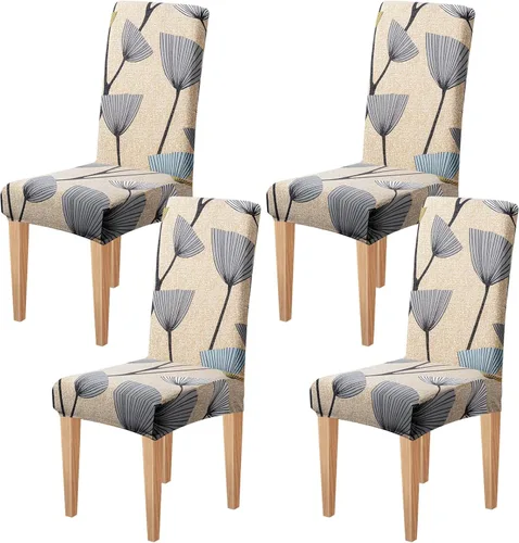 Vista 50 de Dioxide Fundas de Silla de Alto Estirar para Sillas de Comedor, Juego de Fundas de Silla de Comedor Lavables de 4, Fundas de Asiento de Silla
