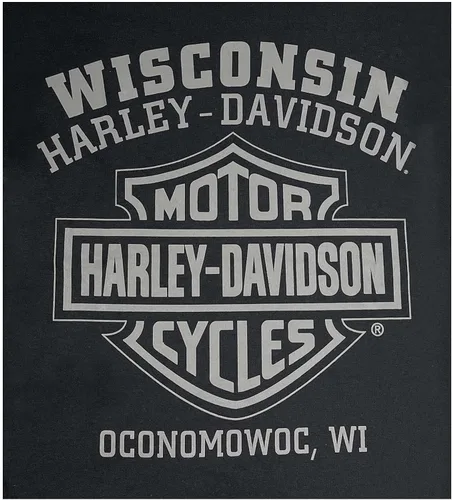 Vista 2 de Harley-Davidson Ghoulish - Camisa de manga larga con cuello redondo para hombre, color negro