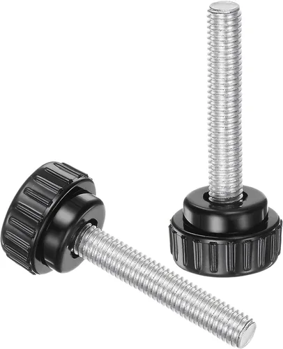 Vista 19 de uxcell 2 perillas de sujeción moleteadas M6 x 0.394 in métricas de acero inoxidable 304 rosca macho tornillo de pulgar en tipo 1.181 in cabeza