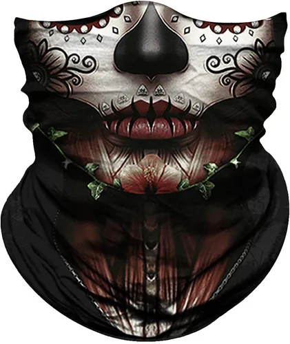 Vista 24 de Obacle Máscara facial de calavera para mujer, protección contra el polvo, viento, sol, rave, festival, equitación