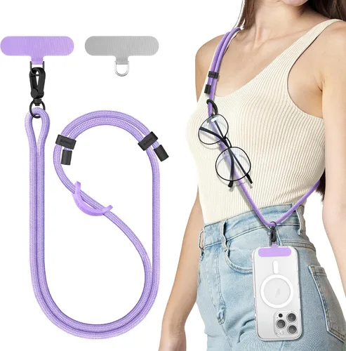 Vista 17 de SURPHY Cordón para teléfono, correa cruzada ajustable para teléfono con 2 pestañas de amarre para teléfono celular, hebillas de metal de alta