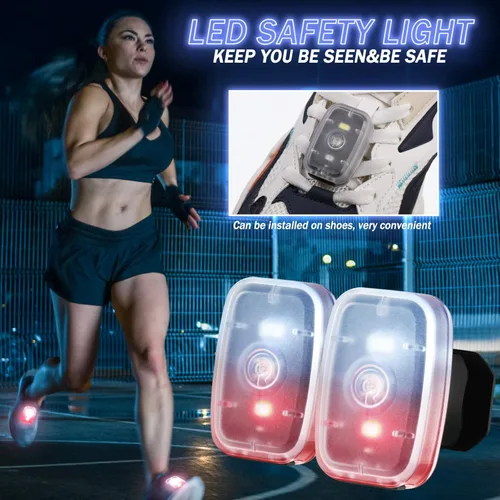 Vista 6 de Mudder Luces de Correr para Corredores Lámparas LED de Seguridad Recargables USB con Clip Estroboscópico Lámparas Traseras de Bicicleta con 5 Modos