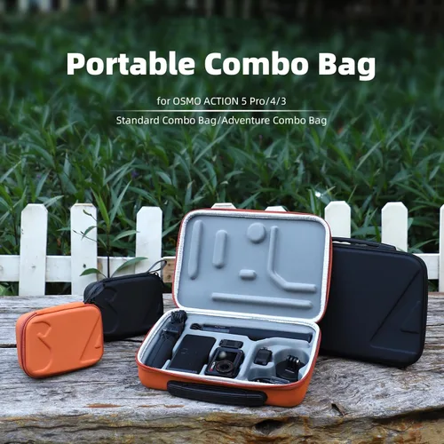 Vista 2 de Estuche de transporte para DJI Osmo Action 5 Pro/4/3, bolsa de viaje portátil de almacenamiento de PU para DJI Osmo Action 5 Pro/4/3 Accesorios