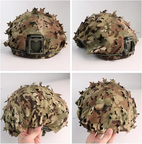 Vista 2 de Funda táctica para casco de malla transpirable, camuflaje camuflaje para casco táctico militar, combate, casco rápido