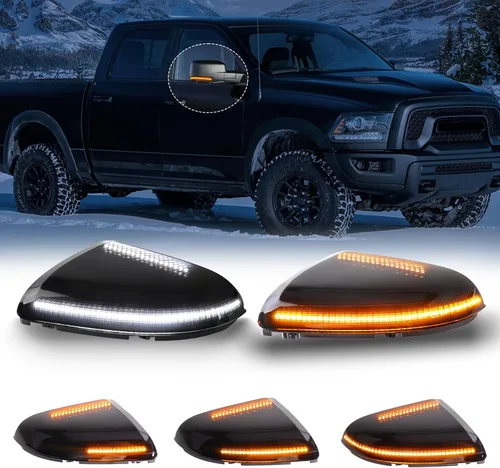 Switchback - Luz LED para espejo lateral intermitente para Dodge Ram 1500 2500 3500 Ram 1500 2009-2018 y Ram 2500 3500 10-18, lente ahumada