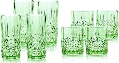 Myrtle Beach - Vasos altos y cortos, color verde, Tritan inastillable, aptos para lavavajillas, sin BPA